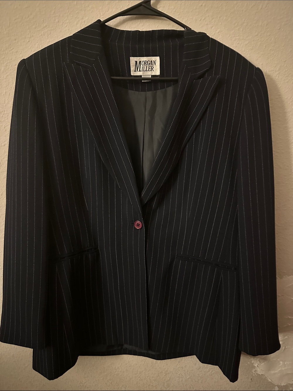 Morgan Miller Black Pinstripe Blazer with White Stripes
